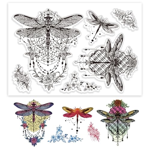 PH PandaHall Libellen Stempel Zur Kartengestaltung Stempel Mit Insektenmotiv Transparent Blumenstempel Für Bastelarbeiten Scrapbooking Alben Notizbücher Dekoration Basteldeko von PH PandaHall