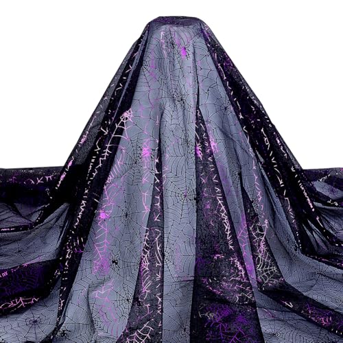 PH PandaHall Lila Tüllstoff mit Spinnennetz-Muster 3,3 m breiter doppelseitiger Folienstoff Silberne Netzstoffe Halloween-Dekostoffe für Bekleidungsaccessoires Halloween-Dekoration, 2 m PH PandaHall Lila Tüllstoff mit Spinnennetz-Muster 3,3 m breiter doppelseitiger Folienstoff Silberne Netzstoffe Halloween-Dekostoffe für Bekleidungsaccessoires Halloween-Dekoration, 2 m von PH PandaHall