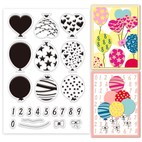 PH PandaHall Luftballons Transparente Stempel Zahlen Gummistempel Transparente Silikonstempel Silikon Gummistempel Für Geburtstag DIY Scrapbooking Fotoalben Tagebücher Papier von PH PandaHall