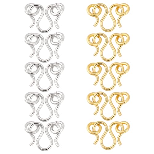 PH PandaHall M-Hakenverschluss aus 999er Sterlingsilber, mit Biegeringen, W-Hakenverschluss, Steckverbinder, M-Haken, Augenverschluss, Schmuckverbinder, Verschlüsse für Halskette, Armband von PH PandaHall