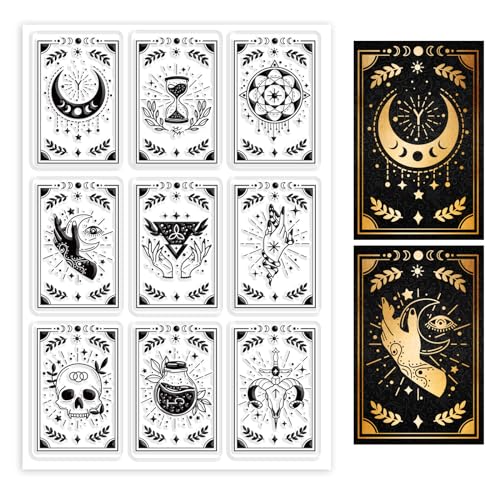 PH PandaHall Magischer Kartenstempel PVC Kunststoff Transparente Stempel Hexen Themenstempel Gothic Ziegenhorn Trank Mondaugen Totenkopf Sanduhr Timer Für DIY Scrapbooking Dekoration Album Basteln von PH PandaHall