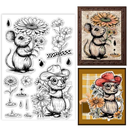 PH PandaHall Maus Sonnenblume Clear Stamp, Niedliche Maus Hut Silikon Stempel Regen Transparenter Gummistempel Siegel-Stempel für Kartendekoration, Journal, Postkarte, Scrapbooking, Geschenkanhänger PH PandaHall Maus Sonnenblume Clear Stamp, Niedliche Maus Hut Silikon Stempel Regen Transparenter Gummistempel Siegel-Stempel für Kartendekoration, Journal, Postkarte, Scrapbooking, Geschenkanhänger von PH PandaHall