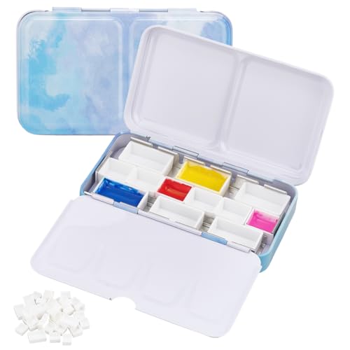 PH PandaHall Metall Leerer Farbbehälter Mit 24 Stück 2 Ml Pfännchen/12 Stück 3.2 Ml Pfännchen Leere Aquarellpalette Aus Zinn Reise Aquarellbox Für Künstler Studenten Reiseetui Kunstbedarf von PH PandaHall