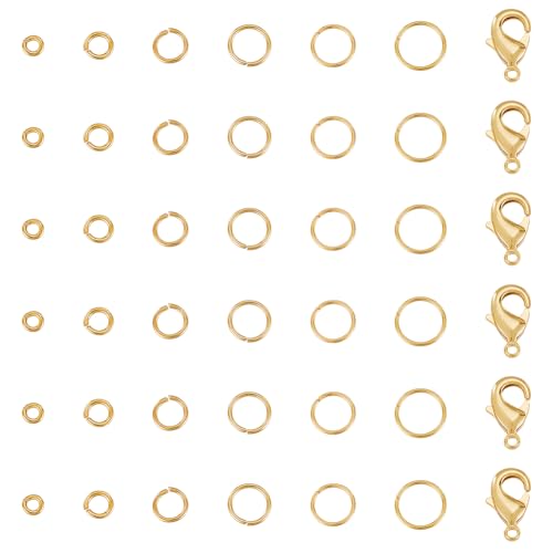 PH PandaHall Offene Binderinge mit 18 Karat vergoldet, mit 20 Karabinerverschlüssen, 3/4/5/6/7/8 mm goldene O-Ringe, 12 x 6 mm, Schmuckverschlüsse, Armband-Verschlüsse für Schmuck, Halsketten PH PandaHall Offene Binderinge mit 18 Karat vergoldet, mit 20 Karabinerverschlüssen, 3/4/5/6/7/8 mm goldene O-Ringe, 12 x 6 mm, Schmuckverschlüsse, Armband-Verschlüsse für Schmuck, Halsketten von PH PandaHall