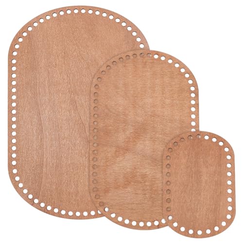 PH PandaHall Ovaler Holzkorbsockel 3 Größen Kaffeerohling Häkelkorbbasis Häkeltaschenboden Häkelboden Zubehör Für DIY Korbstricken Für Stricker Häkeler Und Anfänger von PH PandaHall