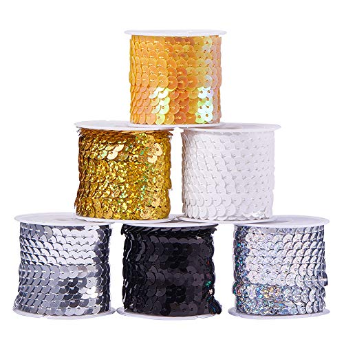 PH PandaHall Pailletten Spule mit Spule, 6 Dark Series Colors, 6mm- 5 yards/ roll PH PandaHall Pailletten Spule mit Spule, 6 Dark Series Colors, 6mm- 5 yards/ roll von PH PandaHall