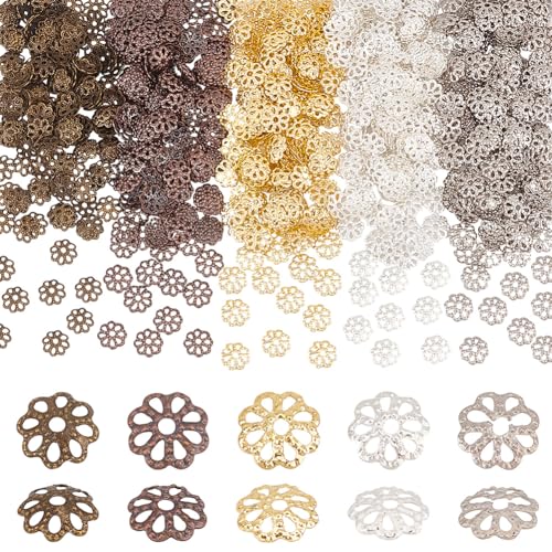 PH PandaHall Perlenkappen, 6 mm, Messing-Endkappen, 5 Farben, Blumen-Perlenkappen, Schmuck, DIY-Perlenkappen, Abstandshalter, Geschenke für Schmuckherstellung, Ohrringe, Armbänder, Halsketten PH PandaHall Perlenkappen, 6 mm, Messing-Endkappen, 5 Farben, Blumen-Perlenkappen, Schmuck, DIY-Perlenkappen, Abstandshalter, Geschenke für Schmuckherstellung, Ohrringe, Armbänder, Halsketten von PH PandaHall