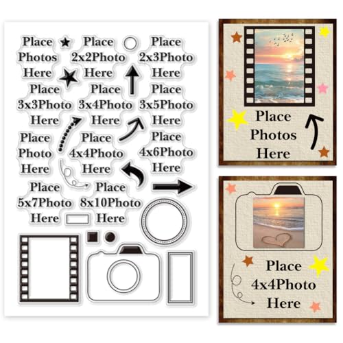 PH PandaHall Place Photo Here Clear Stamp Pfeil-Silikonstempel Kamera-Gummistempel Bildrahmen Transparenter Stempel Bildgröße Siegelstempel für Album Scrapbooking Kartenherstellung DIY Craft 16x11cm PH PandaHall Place Photo Here Clear Stamp Pfeil-Silikonstempel Kamera-Gummistempel Bildrahmen Transparenter Stempel Bildgröße Siegelstempel für Album Scrapbooking Kartenherstellung DIY Craft 16x11cm von PH PandaHall