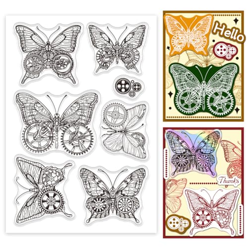 PH PandaHall Schmetterling Transparente Stempel, Vintage Silikonstempel Transparente Siegelstempel Für Papier Handarbeit Scrapbooking Zubehör Kunsthandwerk 11x16 cm PH PandaHall Schmetterling Transparente Stempel, Vintage Silikonstempel Transparente Siegelstempel Für Papier Handarbeit Scrapbooking Zubehör Kunsthandwerk 11x16 cm von PH PandaHall