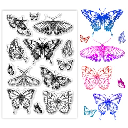 PH PandaHall Schmetterlinge Clear Stamp, Silikon-Stempel Gruß Transparenter Gummistempel für Kartenherstellung, Paper Crafting Fotoalben, Urlaubskarten, Scrapbooking PH PandaHall Schmetterlinge Clear Stamp, Silikon-Stempel Gruß Transparenter Gummistempel für Kartenherstellung, Paper Crafting Fotoalben, Urlaubskarten, Scrapbooking von PH PandaHall