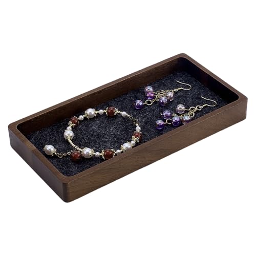PH PandaHall Schmucktablett Aus Holz Rechteckiger Ring Ohrring Und Armbandhalter Organizer Schmuckständer Vitrine Für Schlafzimmer Kommode Hochzeitsring Zeremoniendekor 18x9x2cm 1pc Kokosnuss Braune von PH PandaHall