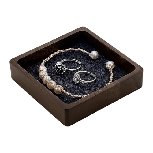 PH PandaHall Schmucktablett Aus Holz Schmuckständer Quadratisch Für Ringe Ohrringe Armbänder Organizer Vitrine Für Schlafzimmer Kommode Hochzeitsring Zeremoniendekoration 9x9x2cm 1pc Kokosnuss Braune von PH PandaHall