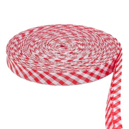 PH PandaHall Schrägband 22.8m X1.7cm Rot Kariert Turtan Doppelt Gefaltetes Band Zum Nähen von Paspeln Kleidung Korsett Kissenbezügen Tischläufern Heimdekor von PH PandaHall