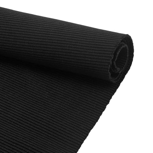 PH PandaHall Schwarzer Bündchenstoff Für Bündchen Elastische Rippstrickstoffe 118x55.4cm Dehnbarer Stoff Bundstoffe Für Dekor Basteln Kragenbesatz Nähen Nackenband Jacke Hoodies Kleidungszubehör von PH PandaHall