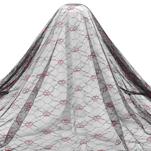 PH PandaHall Schwarzer Halloween-Stoff mit Spitzenmuster 2 m roter Stoff mit Totenkopfmuster 1,63 m breiter dekorativer bestickter Spitzenstoff für DIY-Kleidung, Accessoires und Halloween-Dekoration PH PandaHall Schwarzer Halloween-Stoff mit Spitzenmuster 2 m roter Stoff mit Totenkopfmuster 1,63 m breiter dekorativer bestickter Spitzenstoff für DIY-Kleidung, Accessoires und Halloween-Dekoration von PH PandaHall