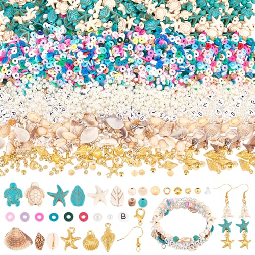 PH PandaHall Seestern Muschelperlen Ozean Schmuckherstellung 3110 Stück Ozean Ohrring Bastelset mit Polymer Clay Perlen Muschel Türkisperlen Für Selbstgemachte Ohrringe Meerjungfrau Schmuck PH PandaHall Seestern Muschelperlen Ozean Schmuckherstellung 3110 Stück Ozean Ohrring Bastelset mit Polymer Clay Perlen Muschel Türkisperlen Für Selbstgemachte Ohrringe Meerjungfrau Schmuck von PH PandaHall