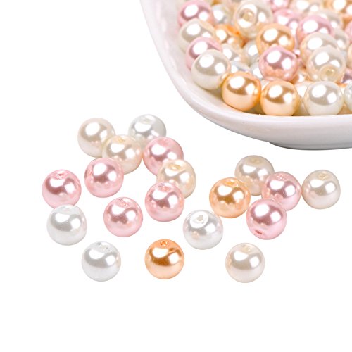 PH PandaHall - Set mit 100 Glasperlen, rund, Perlmuttperlen, Serie Rosa, für DIY Schmuckherstellung, Halskette, Armband, 8 mm, Loch: 1 mm von PH PandaHall