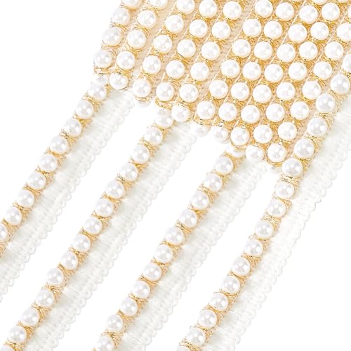 PH PandaHall Spitzenband Mit Perlenbesatz 4.6m Weiß 18mm Stoffbesatz Zum Nähen Dekoriertes Besatzband Für Hochzeit Basteln Party Kleid Haare Hüte Taschen Geschenkverpackungen von PH PandaHall