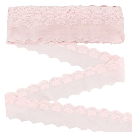 PH PandaHall Spitzenborte mit rosa Herzmuster, 5,3 cm breit, Baumwoll-Spitzenband, Ösen, Stoffbesatz, gewellter Rand, Blumenstickerei, Band zum Nähen von Kleidern, Kleidung, DIY, Heimdekorationen, 12 von PH PandaHall