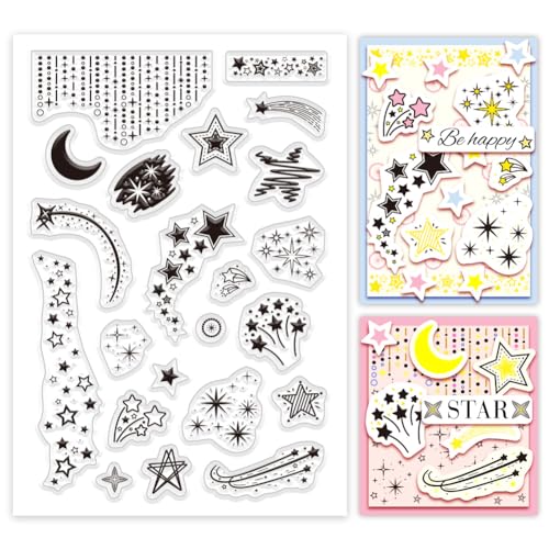 PH PandaHall Stars Transparente Stempel Für Die Kartengestaltung Transparente Silikonstempel Mit Sternenrand Für Thanksgiving Weihnachtskarten Und DIY Scrapbooking Tagebuch von PH PandaHall