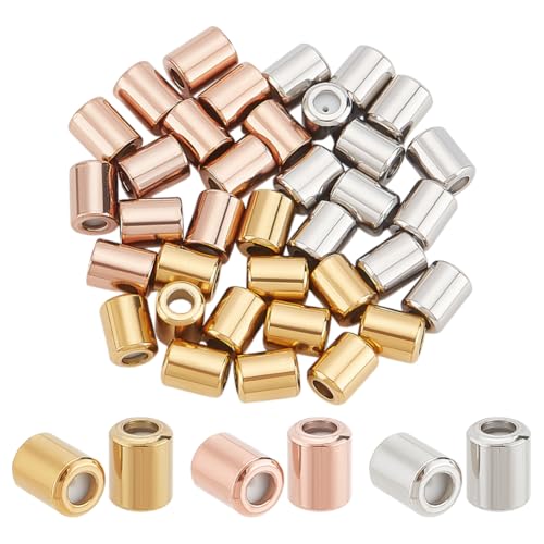PH PandaHall Stopper-Perlen 36pcs 3 Farben Spalte Positionierung Spacer Perlen Einstellbare Schieberegler-Perlen Gummi-Perlen Edelstahl Abstandshalter Perlen für Schmuckherstellung Armband, 4×3mm von PH PandaHall