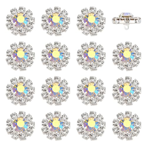 PH PandaHall Strass-Knöpfe, silberfarbene Verzierungen, klare AB-Blume, Kristallknöpfe, Dekoration, Blume, Strass, Nähschaft, Knopf für DIY, Schmuck, Kleidung, Hochzeitszubehör, 24 Stück PH PandaHall Strass-Knöpfe, silberfarbene Verzierungen, klare AB-Blume, Kristallknöpfe, Dekoration, Blume, Strass, Nähschaft, Knopf für DIY, Schmuck, Kleidung, Hochzeitszubehör, 24 Stück von PH PandaHall