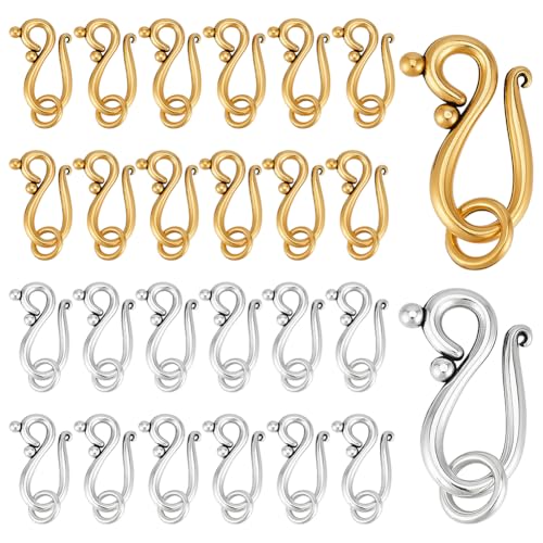 PH PandaHall Tibetischer S-Haken-Ösenverschluss, Metall-Knebelverschlüsse für Schmuckherstellung, Halskette, Armband, DIY, Handwerk, Antikgold/Antiksilber, 100 Sets von PH PandaHall