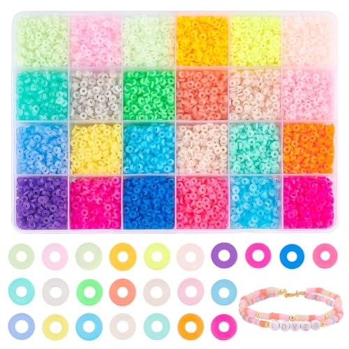 PH PandaHall Tonperlen Jelly Color 7920mm 4 Stück 24 Farbe Heishi Perlen Polymer Ton Perlen Vinyl Scheibenperlen Flache Runde Perlen Für Die Herstellung von Armbändern Und Halsketten von PH PandaHall