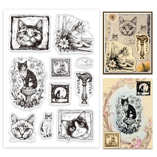 PH PandaHall Transparente Katzen Silikonstempel Transparente Stempel Vintage Stempelset Mit Schönen Katzenmotiven Für Scrapbooking Urlaubskarten Basteln Dekoration 10 Stück PH PandaHall Transparente Katzen Silikonstempel Transparente Stempel Vintage Stempelset Mit Schönen Katzenmotiven Für Scrapbooking Urlaubskarten Basteln Dekoration 10 Stück von PH PandaHall