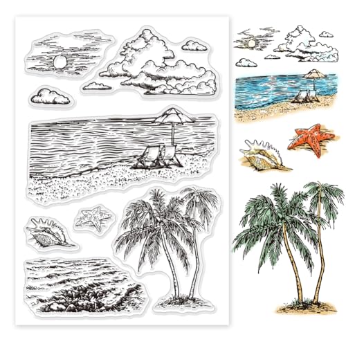 PandaHall Stempel für den Sommer, Strand, transparenter PVC-Kunststoff, Sonnenuntergang, Urlaub, Strand, Stempel für Grußkarten, Scrapbooking und Bastelarbeiten PandaHall Stempel für den Sommer, Strand, transparenter PVC-Kunststoff, Sonnenuntergang, Urlaub, Strand, Stempel für Grußkarten, Scrapbooking und Bastelarbeiten von PH PandaHall