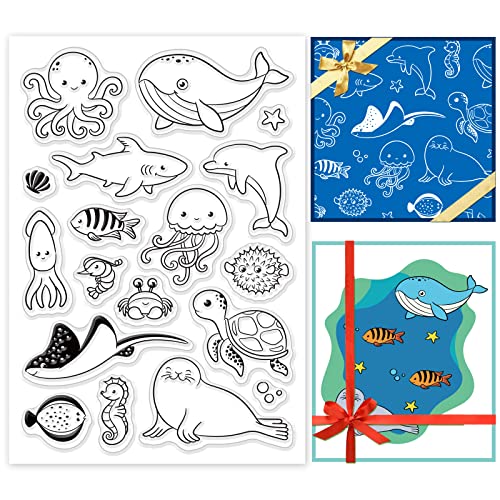 PH PandaHall Transparente Stempel mit Meerestiermotiven, Meerestiere, Seepferdchen, Schildkröte, Delfin, Wal, Silikon-Stempel, Rahmen, transparente Siegelstempel für Einladungskarte, Postkarte, Album, PH PandaHall Transparente Stempel mit Meerestiermotiven, Meerestiere, Seepferdchen, Schildkröte, Delfin, Wal, Silikon-Stempel, Rahmen, transparente Siegelstempel für Einladungskarte, Postkarte, Album, von PH PandaHall