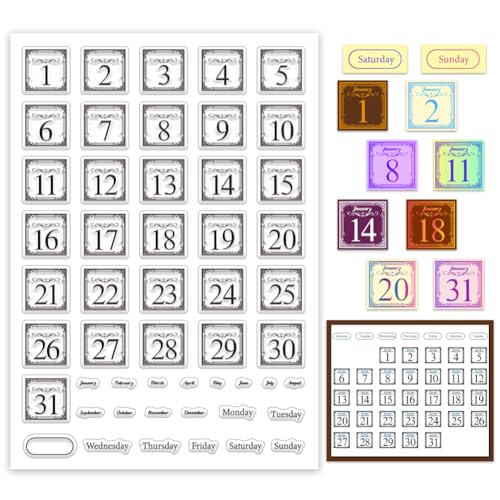 PH PandaHall Transparente Zahlenstempel Transparentes Silikon Kalenderstempel Set Wochen Und Monatsstempel Für Notizbücher Journaling Scrapbooking Kartenherstellung PH PandaHall Transparente Zahlenstempel Transparentes Silikon Kalenderstempel Set Wochen Und Monatsstempel Für Notizbücher Journaling Scrapbooking Kartenherstellung von PH PandaHall