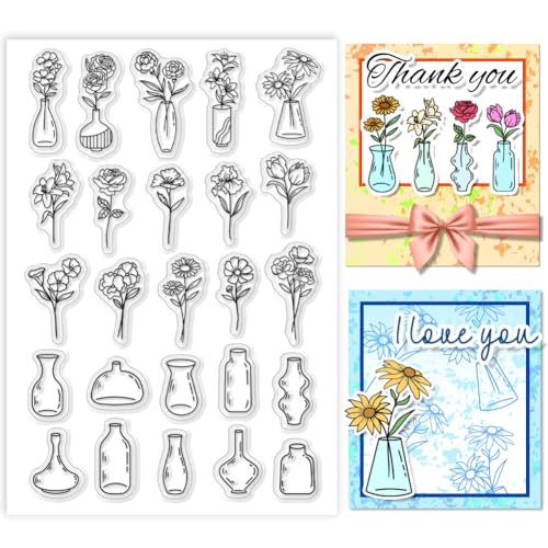 PH PandaHall Vase Clear Stamp, Blumen-Silikonstempel Transparenter Blumengummistempel für Paper Crafting Fotoalben, Urlaubskarten, Scrapbooking, Geschenkanhänger PH PandaHall Vase Clear Stamp, Blumen-Silikonstempel Transparenter Blumengummistempel für Paper Crafting Fotoalben, Urlaubskarten, Scrapbooking, Geschenkanhänger von PH PandaHall