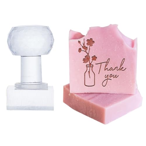 PH PandaHall Vase Worte Handmade Seifestempel, Transparenter Acryl Prägestempel für natürliche Seife, Seifenprägestempel mit Griff für Umschläge, Einladungskarten, Tonhandwerk von PH PandaHall