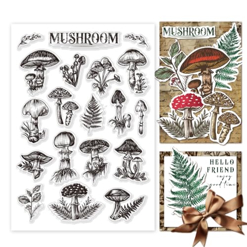 PH PandaHall Vintage Clear Stamps für die Kartenherstellung, Pilz Gummistempel Silikon Siegel Stempel für Paper Crafting Handmade Crafts Scrapbooking Zubehör Kunsthandwerk, 21x14.8cm PH PandaHall Vintage Clear Stamps für die Kartenherstellung, Pilz Gummistempel Silikon Siegel Stempel für Paper Crafting Handmade Crafts Scrapbooking Zubehör Kunsthandwerk, 21x14.8cm von PH PandaHall
