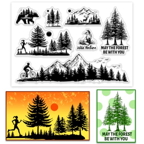 PH PandaHall Waldbaum Klarsichtstempel Wildtiere Transparente Briefmarken Berg-Silikon-Stempel Outdoor Sport Gummistempel für DIY Scrapbooking Fotoalbum Notebook Dekor 16x11cm PH PandaHall Waldbaum Klarsichtstempel Wildtiere Transparente Briefmarken Berg-Silikon-Stempel Outdoor Sport Gummistempel für DIY Scrapbooking Fotoalbum Notebook Dekor 16x11cm von PH PandaHall