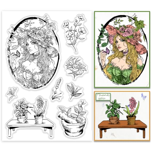 PH PandaHall Waldhexe Clear Stamps für Kartenherstellung Pflanze Blume Transparente Silikonstempel DIY Scrapbooking Gummistempel für Journal Karte Scrapbooking Fotoalbum Dekoration PH PandaHall Waldhexe Clear Stamps für Kartenherstellung Pflanze Blume Transparente Silikonstempel DIY Scrapbooking Gummistempel für Journal Karte Scrapbooking Fotoalbum Dekoration von PH PandaHall