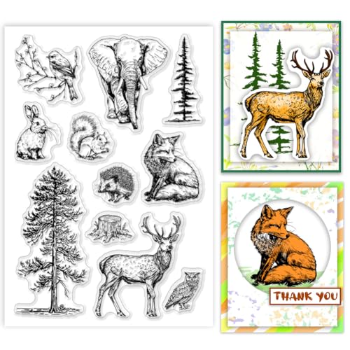 PH PandaHall Waldtiere Clear Stamps Baum-Silikonstempel Gummistempel Siegel Transparent Craft Stamps für Kartenherstellung Dekoration DIY Scrapbooking Fotoalbum PH PandaHall Waldtiere Clear Stamps Baum-Silikonstempel Gummistempel Siegel Transparent Craft Stamps für Kartenherstellung Dekoration DIY Scrapbooking Fotoalbum von PH PandaHall