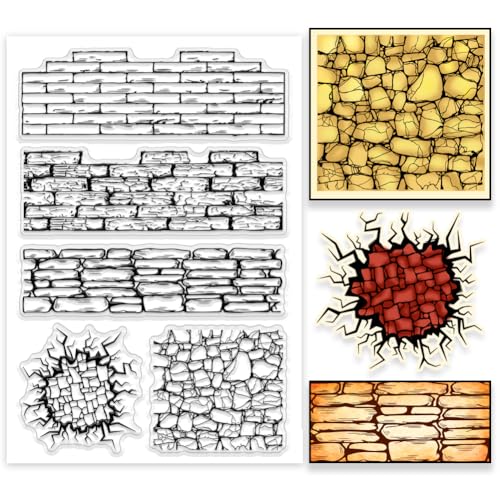 PH PandaHall Wandhintergrund Clear Stamps Wiederverwendbare Backsteinmauer Falten Textur Silikonstempel Steinbegrenzungsmauer Gummistempel für Kartenherstellung Scrapbooking DIY Craft 16x11 cm von PH PandaHall