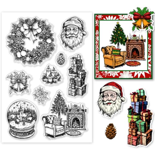 PH PandaHall Weihnachten Thema klar Stempel, Weihnachtsmann Silikonstempel Kranz Glocke Geschenk Transparenter Gummistempel für die Herstellung von Weihnachtskarten, Fotoalben, Scrapbooking PH PandaHall Weihnachten Thema klar Stempel, Weihnachtsmann Silikonstempel Kranz Glocke Geschenk Transparenter Gummistempel für die Herstellung von Weihnachtskarten, Fotoalben, Scrapbooking von PH PandaHall