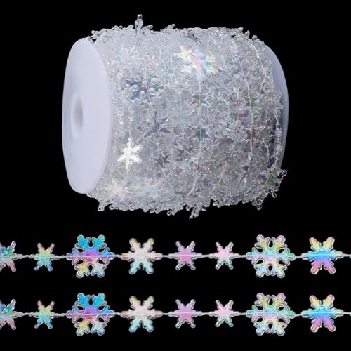 PH PandaHall Weihnachts-Schneeflocken-Girlande, Acryl, transparent, zum Aufhängen, Kristall-Ornamente für Weihnachtsbaum, Hochzeit, Winter, Weihnachten, Partyzubehör, Basteln, Vorhänge, Blumenstrauß von PH PandaHall