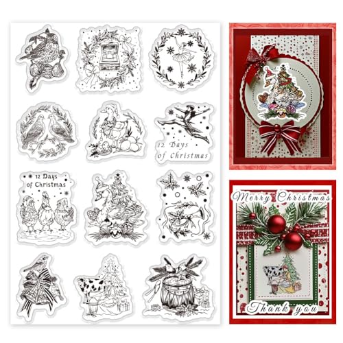 PH PandaHall Weihnachts Transparentstempel Zur Kartengestaltung Transparenter Silikonstempel „12 Days Of Christmas“ Für DIY Scrapbooking Album Journal Notebook Decor PH PandaHall Weihnachts Transparentstempel Zur Kartengestaltung Transparenter Silikonstempel „12 Days Of Christmas“ Für DIY Scrapbooking Album Journal Notebook Decor von PH PandaHall