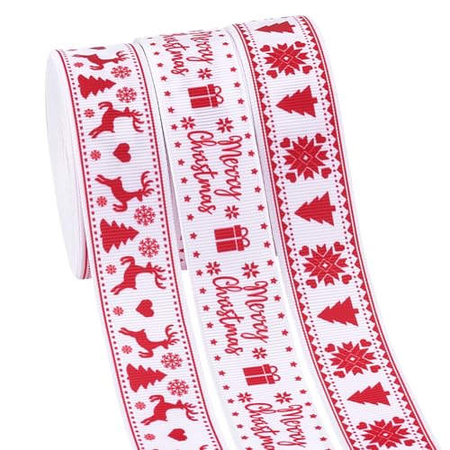 PH PandaHall Weihnachtsband 27m X 2.5cm 3 Stile Rot Weiß Dekoratives Band mit Schriftzug Kuchenband Weihnachtsbänder Mit Rote Spitze Für Geschenkverpackung und Partydekoration PH PandaHall Weihnachtsband 27m X 2.5cm 3 Stile Rot Weiß Dekoratives Band mit Schriftzug Kuchenband Weihnachtsbänder Mit Rote Spitze Für Geschenkverpackung und Partydekoration von PH PandaHall