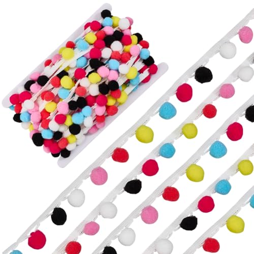 PH PandaHall Weiße Kugelfransen mit 15 mm bunten Kugeln, 2,5 cm breite Quastenborte zum Nähen, Spitzenband, Pompom-Bordüre für Zuhause, Vorhang, Kissen, Kleidung, Basteln, Hochzeit, Weihnachten, tiefe PH PandaHall Weiße Kugelfransen mit 15 mm bunten Kugeln, 2,5 cm breite Quastenborte zum Nähen, Spitzenband, Pompom-Bordüre für Zuhause, Vorhang, Kissen, Kleidung, Basteln, Hochzeit, Weihnachten, tiefe von PH PandaHall