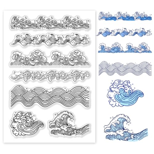 PH PandaHall Wellen Clear Stamps Ozean Stil Clear Stamps Meereswellen Gummistempel Transparente Silikonstempel für Kartenherstellung DIY Scrapbooking Fotoalbum Sommerstrand PH PandaHall Wellen Clear Stamps Ozean Stil Clear Stamps Meereswellen Gummistempel Transparente Silikonstempel für Kartenherstellung DIY Scrapbooking Fotoalbum Sommerstrand von PH PandaHall