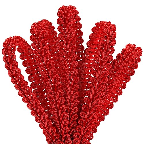 PH PandaHall Zopfband Zum Nähen 27 Yards 8 mm Rotes Gimp-Zopfbordürenband Aus Polyester Einfache Fransenborte Für Polster Kostüm DIY Handwerk Schmuckherstellung Vorhang Kostüm Weihnachtsdekoration von PH PandaHall