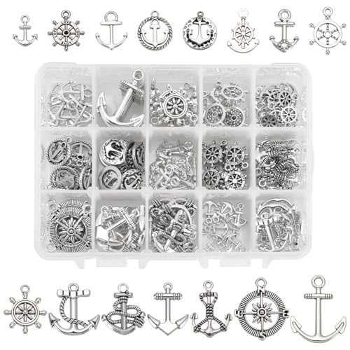 PH PandaHall tibetische Anker Anhänger, 15-Stile Vintage antike Sliver Charms Anker Ruder Helm Kompass Charms Schiff Zeichen Metall Segler Dangle Anhänger für Halskette Armbänder Schmuck Herstellung PH PandaHall tibetische Anker Anhänger, 15-Stile Vintage antike Sliver Charms Anker Ruder Helm Kompass Charms Schiff Zeichen Metall Segler Dangle Anhänger für Halskette Armbänder Schmuck Herstellung von PH PandaHall