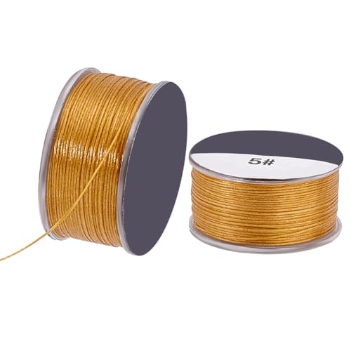 PandaHall 0.1mm Nylonschnur, 92m Perlenfaden Nylon-Samenperlenfaden Armband Perlenfaden Nähschnur für Ledernähte Perlenschmuck Armbänder Herstellung, Goldrute von PH PandaHall