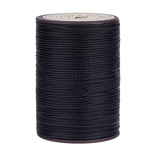 PandaHall 0.8 mm Schwarze Gewachste Fadenschnur 50 m/54 Yard Polyester Perlenfaden Zum Flechten von Armbändern Wachsschnur Bastelschnur Für Die Schmuckherstellung Handnähen von Leder Buchbinderei von PH PandaHall