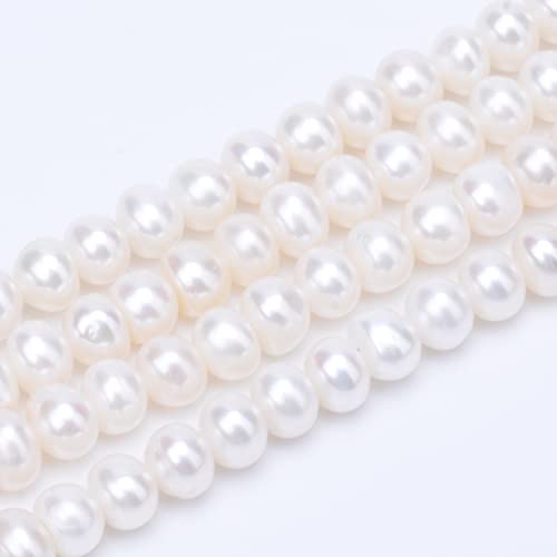 PandaHall 1 Strang natürliche Süßwasser-Zuchtperlen, runde Perlen, florale weiße Perlen, Abstandshalter, lose Perlen für Armbänder, Halsketten, Schmuckherstellung, 4,5 ~ 5 mm von PH PandaHall